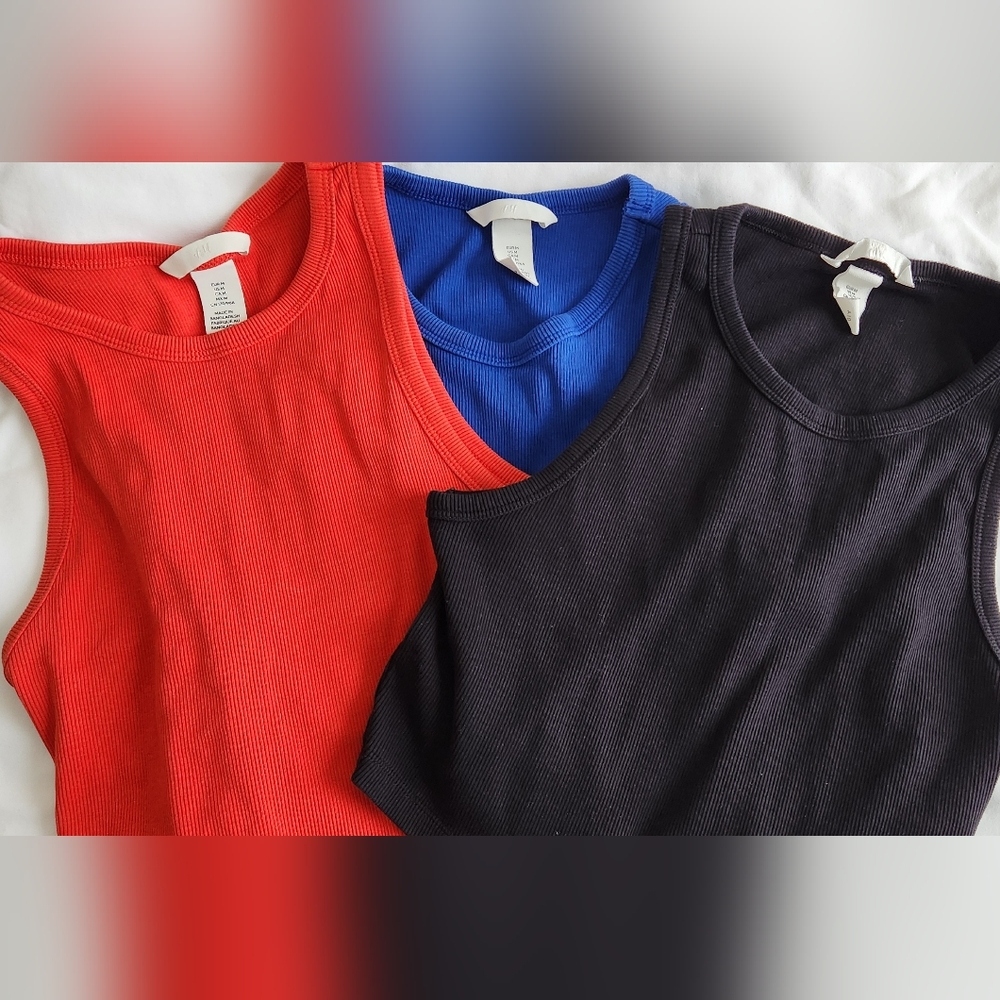 Junior Sleeveless Tank Tops - Red and Blue And Black